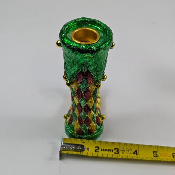 Elf Shoe Candlestick Holders 6.5" Christmas Holiday Decor Jester Mardi Gras Gold - Picture 15 of 15